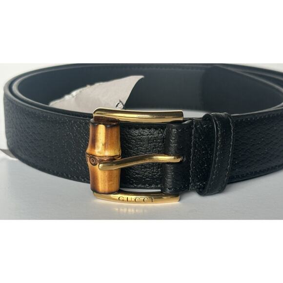 Gucci Men’s Leather Dollar Pigprint Belt Black 120/48 Italy 699954 NWT - Picture 2 of 9